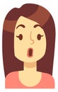 Shocked face woman. Astonished person emotion expression