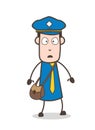 Shocked and Fearful Mailman Face Expression Vector Royalty Free Stock Photo