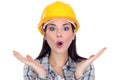 Shocked female construction worker Royalty Free Stock Photo
