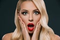 shocked glamorous woman with makeup,