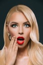 shocked glamorous woman with makeup,