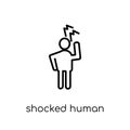 shocked human icon. Trendy modern flat linear vector shocked hum