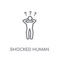 shocked human linear icon. Modern outline shocked human logo con