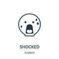 shocked icon vector from classics collection. Thin line shocked outline icon vector illustration. Linear symbol