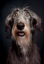 Shocked Irish wolfhound close up portrait. Royalty Free Stock Photo
