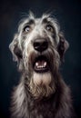 Shocked Irish wolfhound close up portrait. Royalty Free Stock Photo