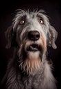 Shocked Irish wolfhound close up portrait. Royalty Free Stock Photo