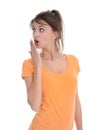 Shocked isolated pretty young woman over white. Royalty Free Stock Photo