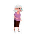 shocked lady senior looking at amazing old house cartoon vector