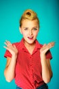 Shocked lovely pin up young girl Royalty Free Stock Photo