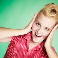 Shocked lovely pin up young girl Royalty Free Stock Photo
