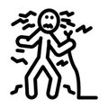 shocked man accident line icon vector illustration