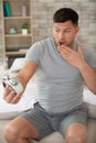 shocked man as he wakes up late for appointment Royalty Free Stock Photo