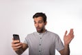 Shocked man government worker received horrifying news in text message on cellphone