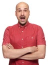 Shocked middle aged bald man isolated Royalty Free Stock Photo