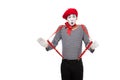 shocked mime with red suspenders