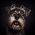 Shocked Miniature schnauzer close up portrit.