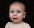 Shocked sad baby looking scared at something Royalty Free Stock Photo