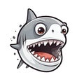 Shocked Shark Face Sticker On Isolated Tansparent Background, Png, Logo. Generative AI