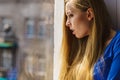 Shocked teenage woman looking through Royalty Free Stock Photo