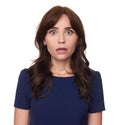 Shocked woman looking at camera. Isolated Royalty Free Stock Photo