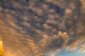 Shocking fall of the sun illuminating the clouds. Sky replacement tool Royalty Free Stock Photo
