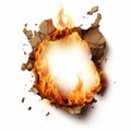 Shocking image of a scorched hole torn through a white paper sheet, Ai Generated Royalty Free Stock Photo
