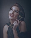 Shocking News. Retro styled female portrait. Royalty Free Stock Photo