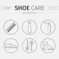 Shoe Care Products. Shoe Accessories Icons Set.