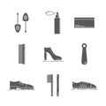 Shoe Care Products. Shoe Accessories Icons Set.