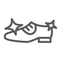 Shoe cleaning line icon, clean and shoes, shining footwear sign, vector graphics, a linear pattern on a white background