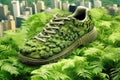 A shoe that considers its carbon emissions, incorporating green features