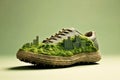 A shoe that considers its carbon emissions, incorporating green features