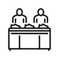 Shoe conveyor control workers line icon vector illustration Royalty Free Stock Photo