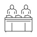 shoe conveyor control workers line icon vector illustration Royalty Free Stock Photo