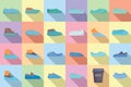 Shoe covers icons set flat vector. Footwear protection