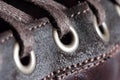 Shoe eyelets and laces detail Royalty Free Stock Photo