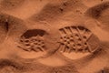 Shoe footprint on sand Royalty Free Stock Photo