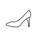 Shoe high heels vector icon outline black EPS 10. Womens shoes illustration... Flat outline sign.. Shop online concept. Females Royalty Free Stock Photo