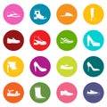 Shoe icons many colors set