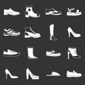 Shoe icons set grey vector