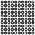 100 shoe icons set black circle Royalty Free Stock Photo