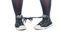 Shoe laces tied together prank Royalty Free Stock Photo