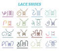 Shoe Lacing Methods Icons Set