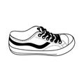 Shoe Line Drawing. Shoes sneaker outline drawing, black line sneaker.