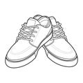 Shoe Line Drawing. Shoes sneaker outline drawing vector, black line sneaker. vector Illustration.