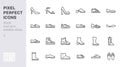 Shoe line icon set. High heels sandal, cowboy boots, hiking footwear, sneakers, slipper minimal vector illustrations Royalty Free Stock Photo