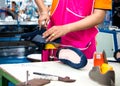 Shoe making process in footwear production line