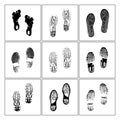 Shoe marks and human foot mark drawing by Illustration