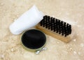 Shoe Polish Kit Black Tile Background Royalty Free Stock Photo